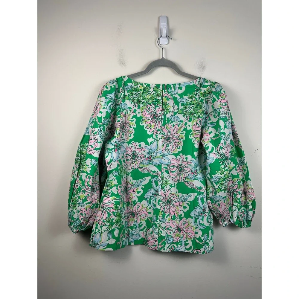 NWT Lilly Pulitzer Barbara Cotton Blouse Puff Sleeve Size 10 Spearmint